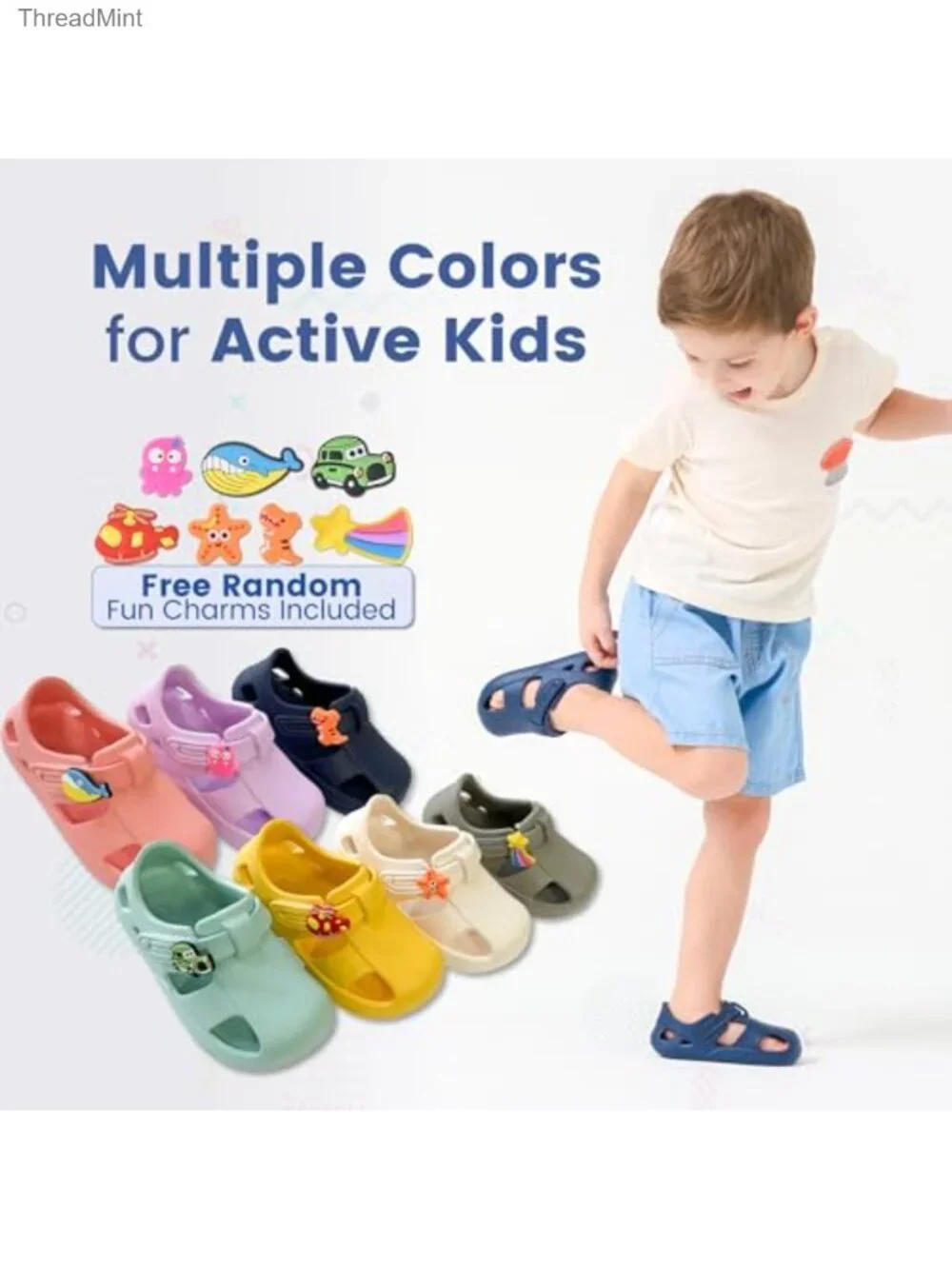 Toddler EVA Quick-Dry Splash Sandals Non-Slip Closed Toe Water Shoes
